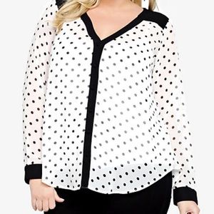 Polka dot chiffon blouse